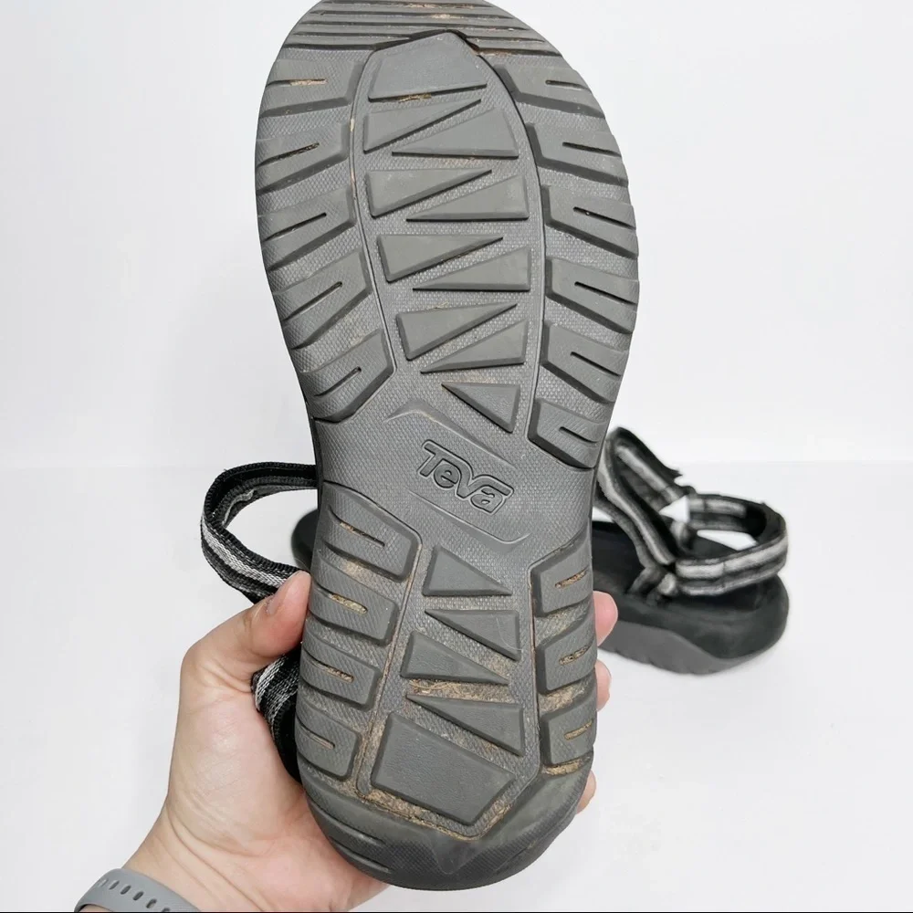 Teva Black Grey Strappy Fabric Summer Sandals Size 11 Men’s